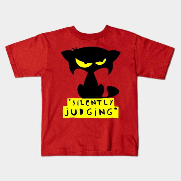 Funny black cat T-shirt – Silently judging (Mozart) – red Kids T-Shirt by LiveForever